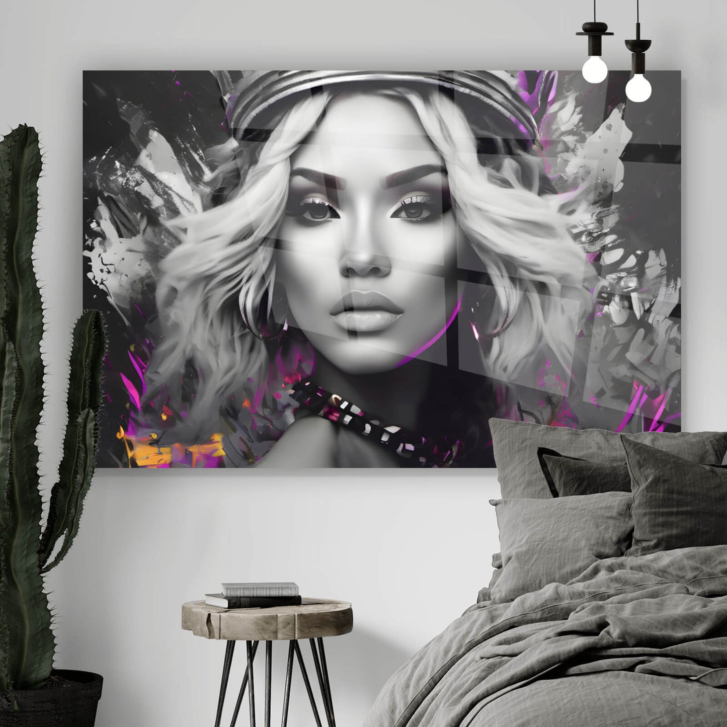 Acrylglasbild abstrakte Schönheitskönigin mit Krone Querformat