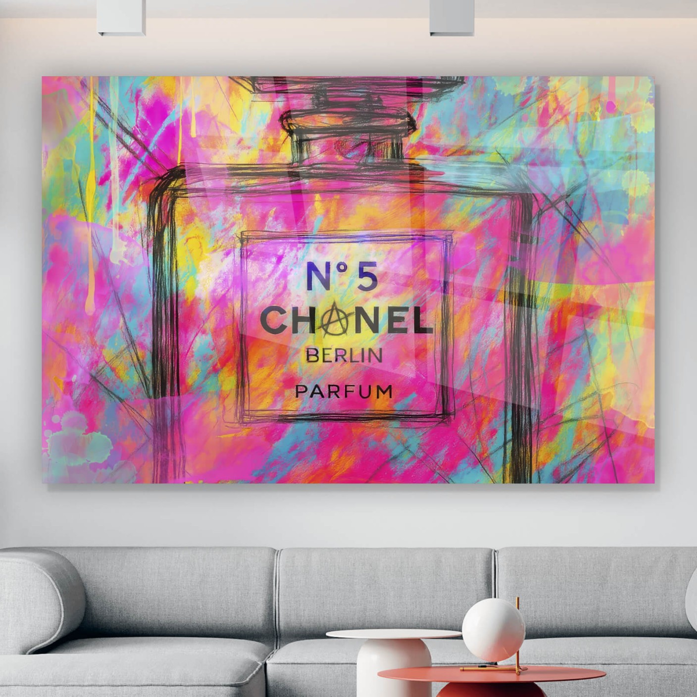 Acrylglasbild Abstrakter Flacon eines Luxusparfums Querformat