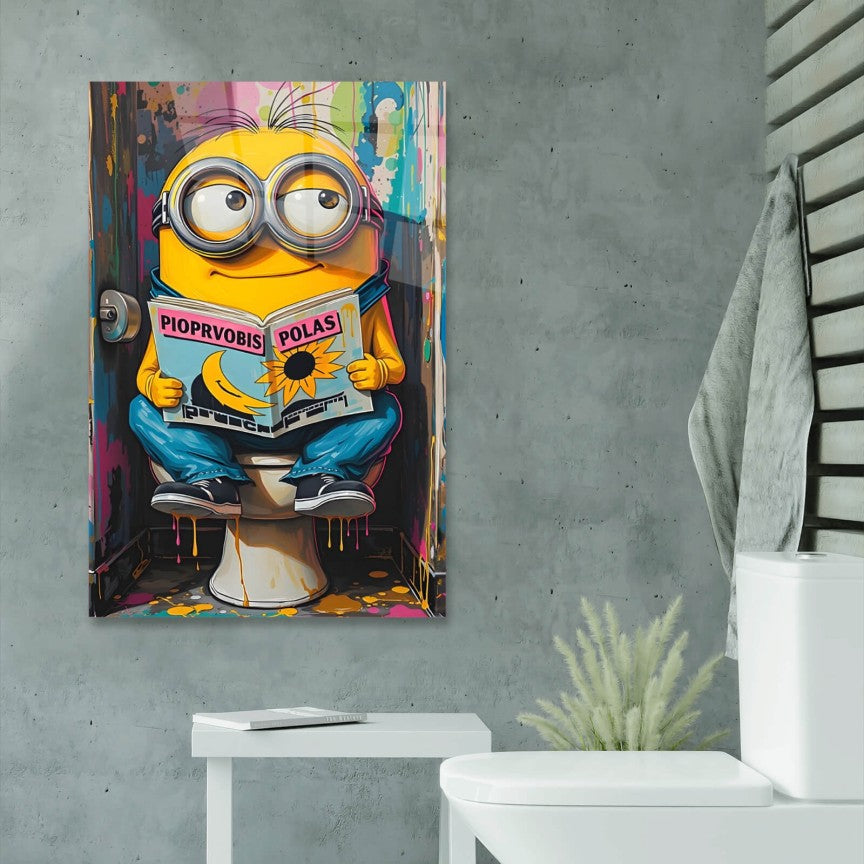 Acrylglasbild Abstrakter Mini on auf Toilette Hochformat