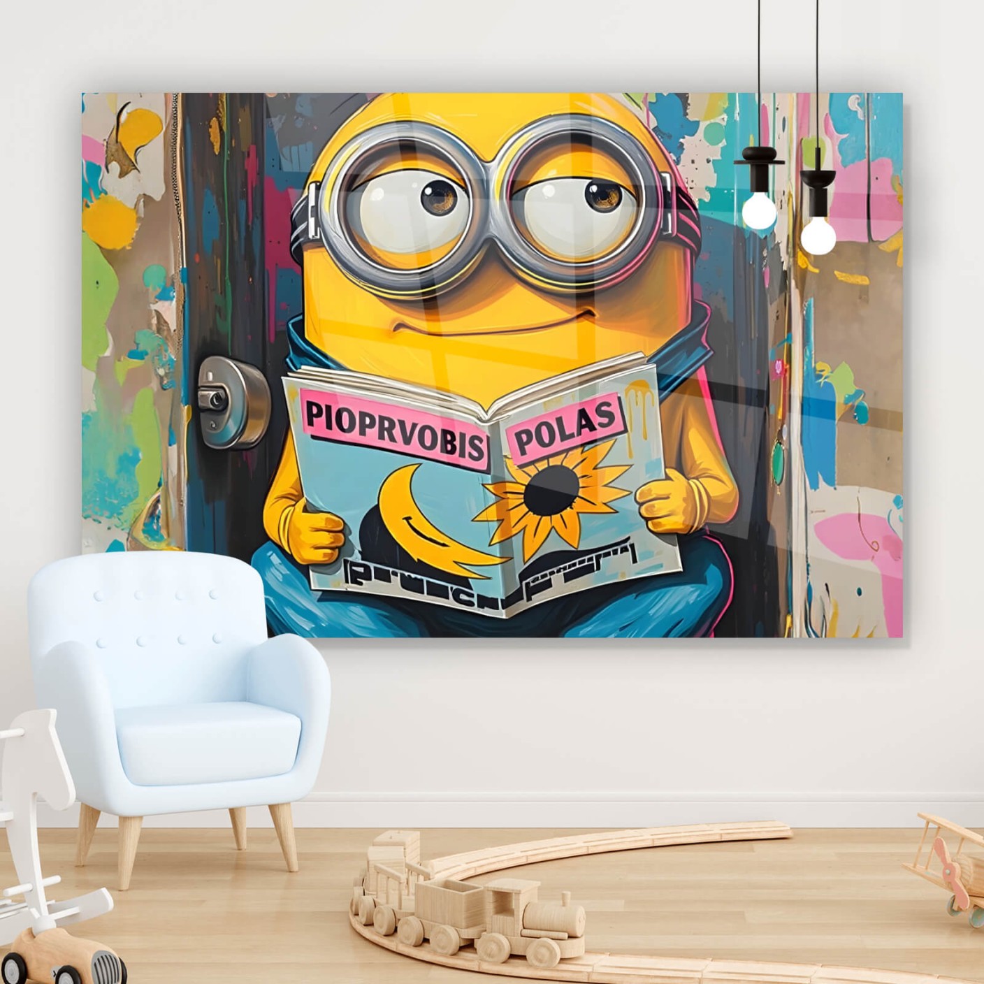 Acrylglasbild Abstrakter Mini on auf Toilette Querformat