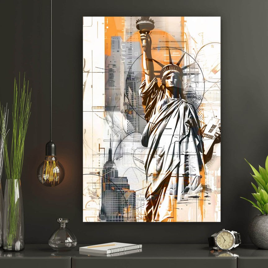 Acrylglasbild Abstraktes Bild der Freiheitstatue Hochformat