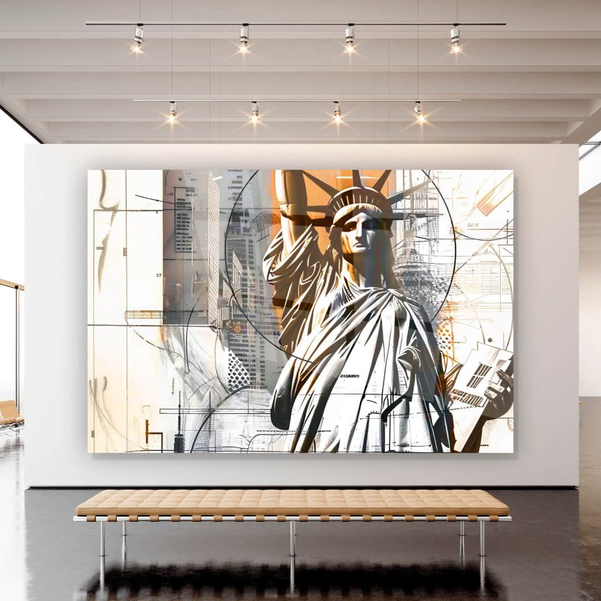 Acrylglasbild Abstraktes Bild der Freiheitstatue Querformat