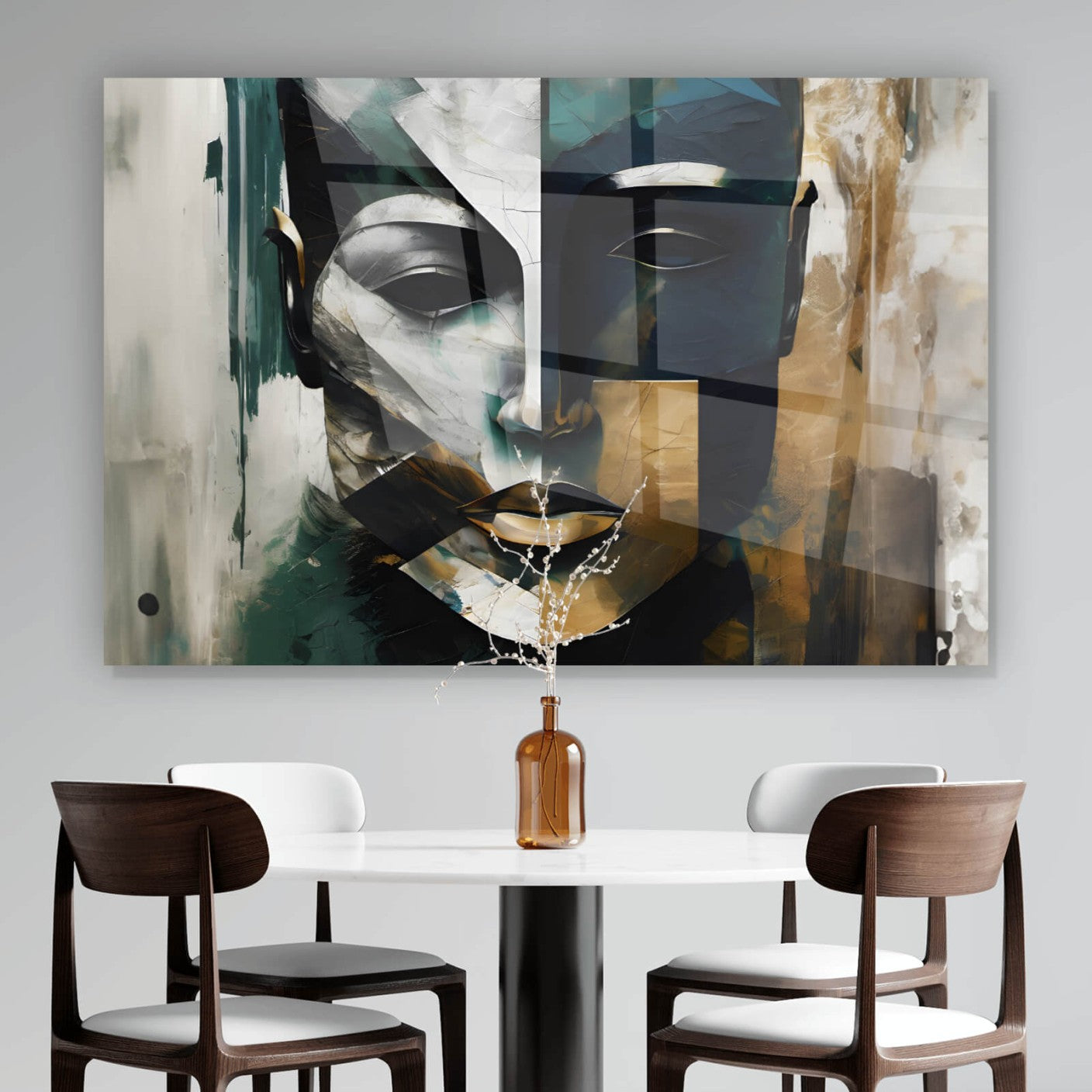 Acrylglasbild Abstraktes maskenhaftes Portrait Querformat