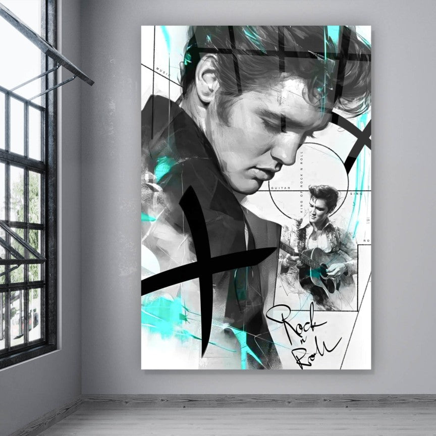 Acrylglasbild Abstraktes Portrait Elvis Hochformat