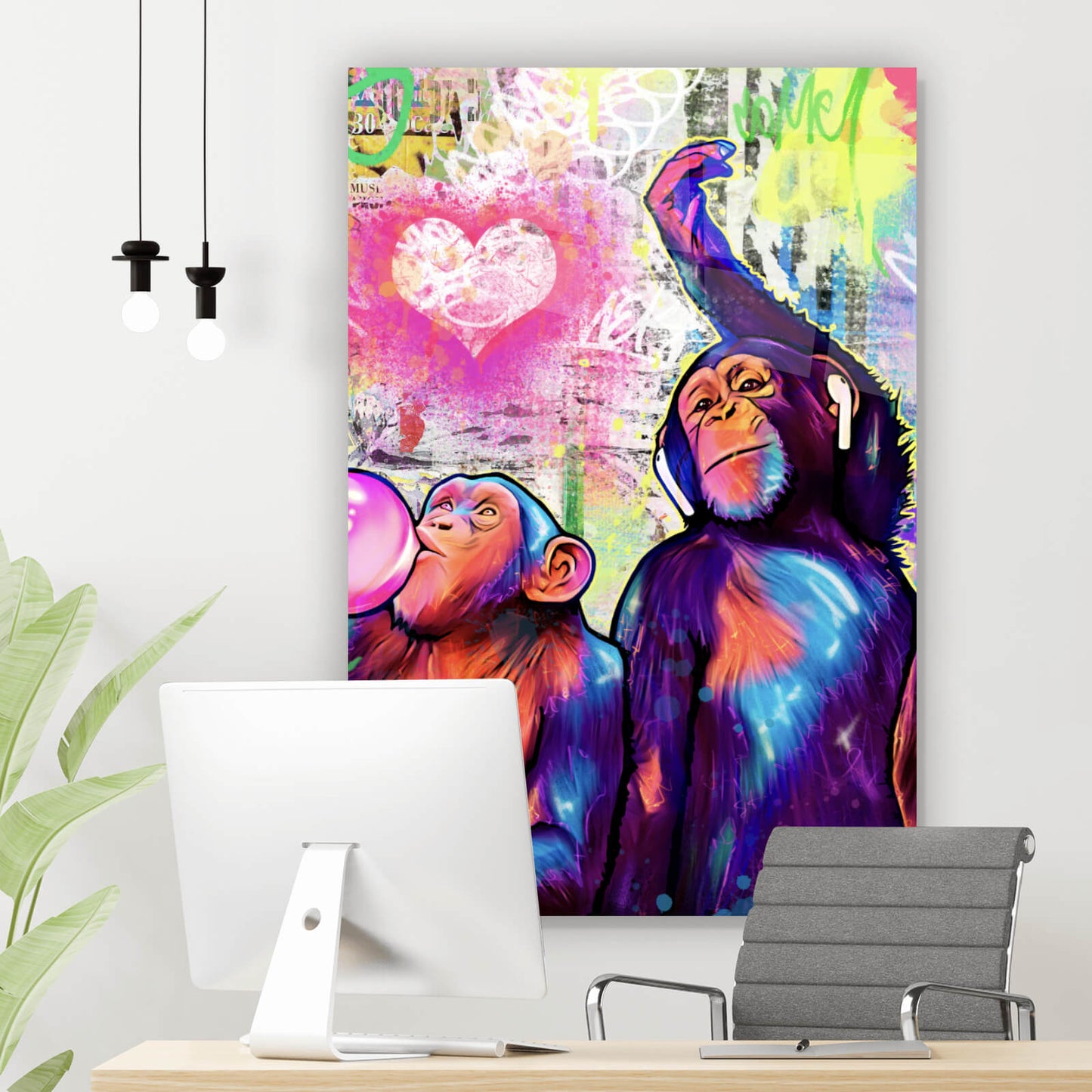 Acrylglasbild Affen Popart Hochformat