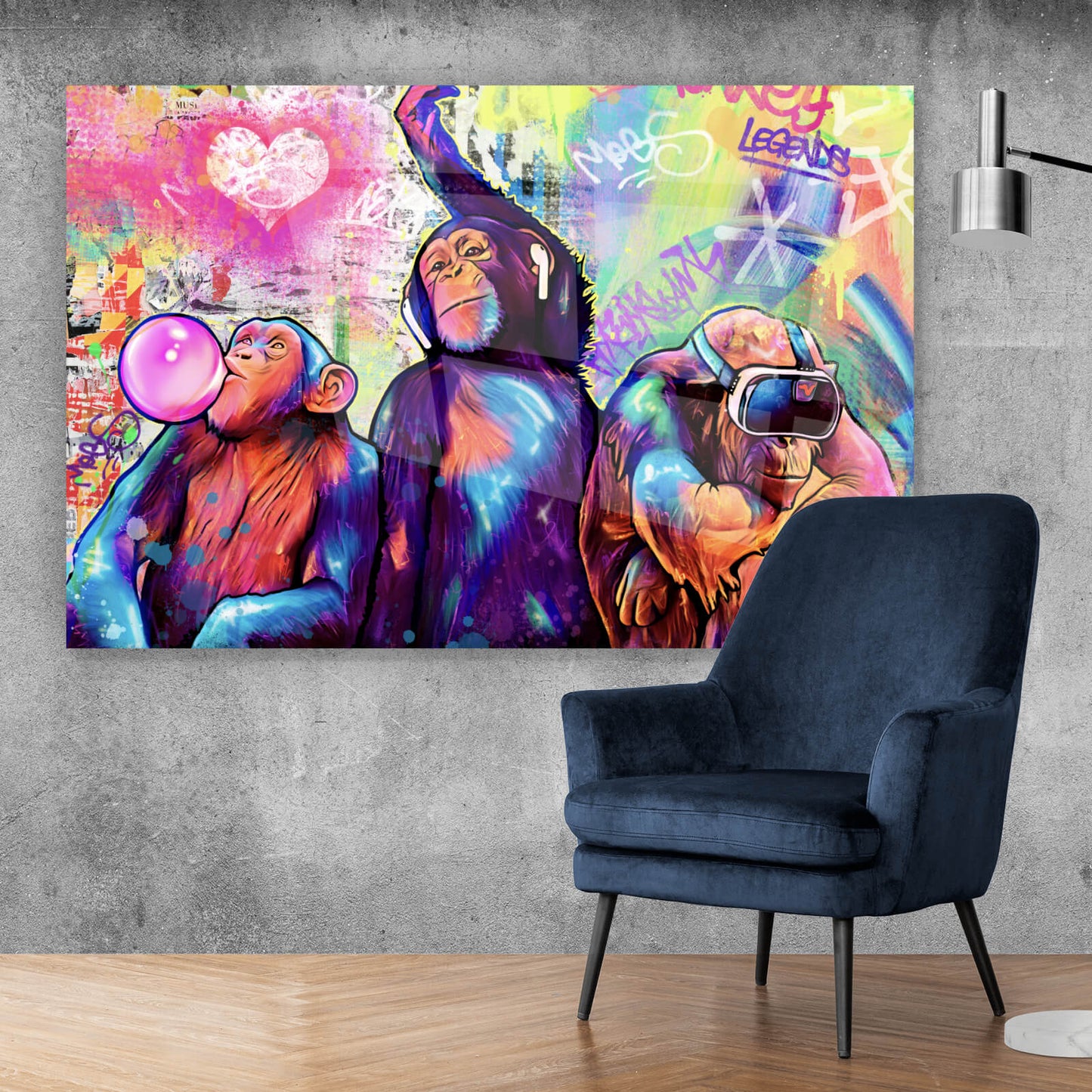 Acrylglasbild Affen Popart Querformat