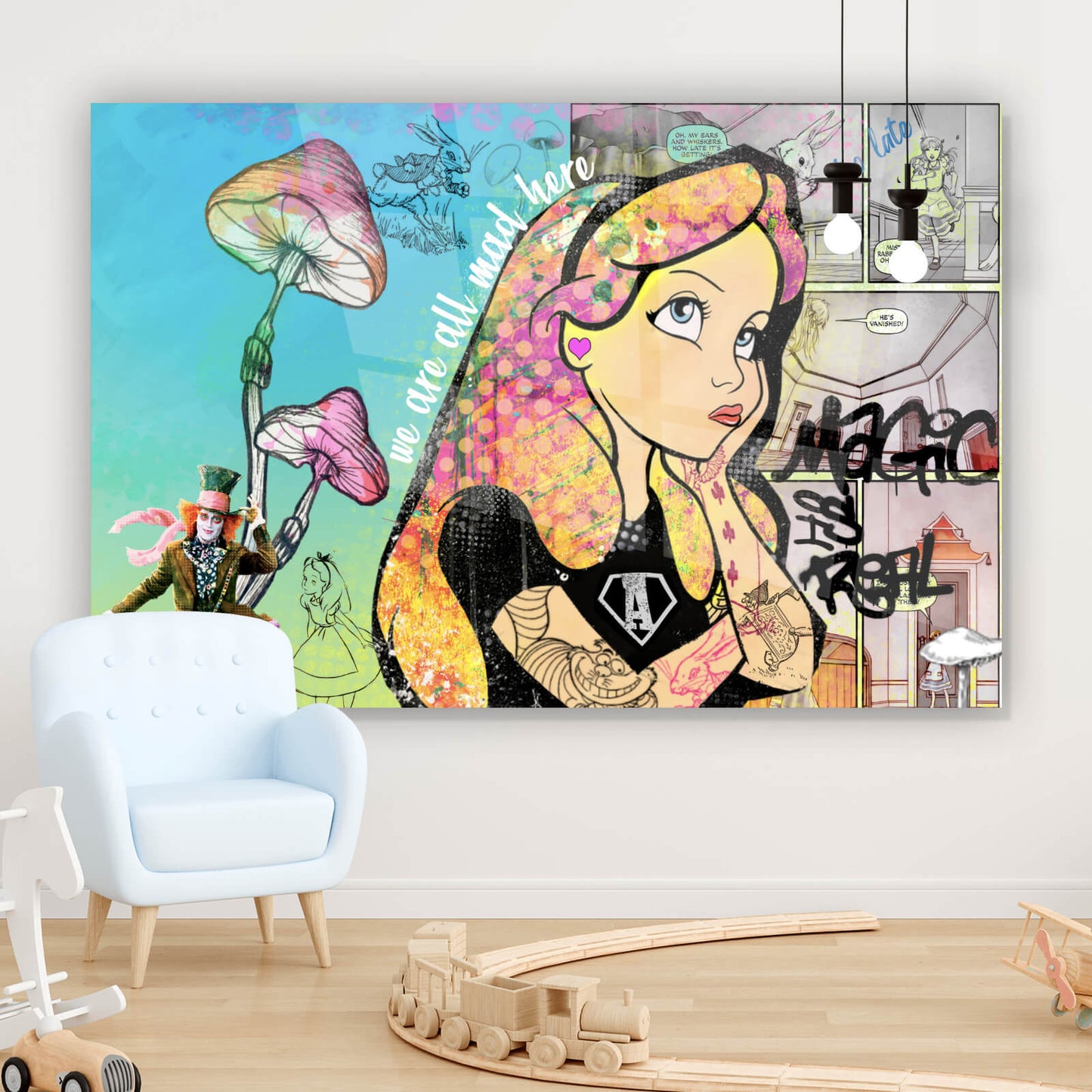 Acrylglasbild Alice Bad Girl Pop Art Querformat