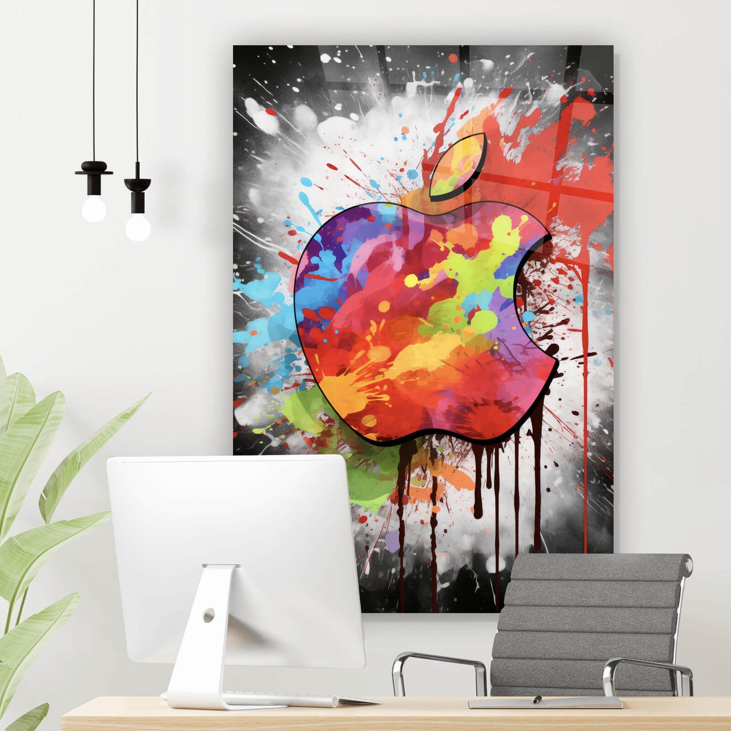 Acrylglasbild Apfel Logo Pop Art Hochformat