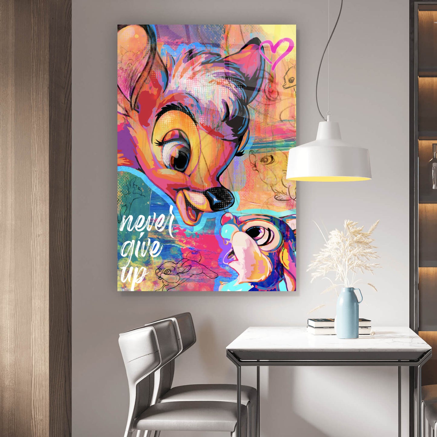 Acrylglasbild Reh never give up Hochformat