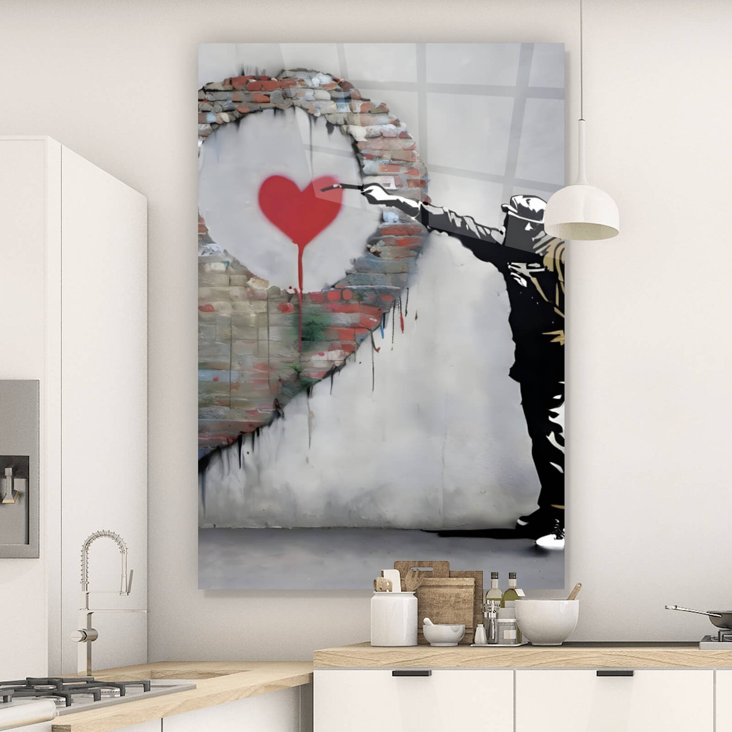 Acrylglasbild Banksy großes Herz abstrakt Hochformat