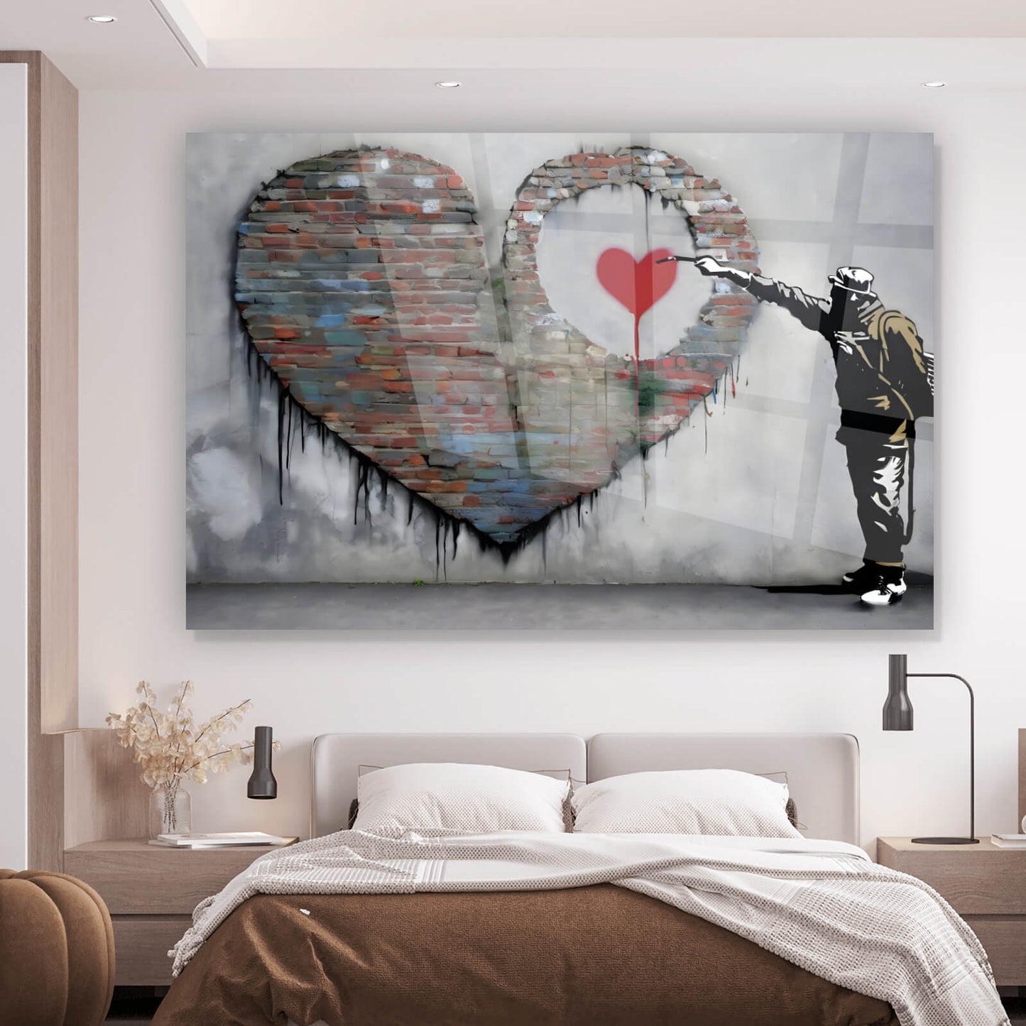 Acrylglasbild Banksy großes Herz abstrakt Querformat