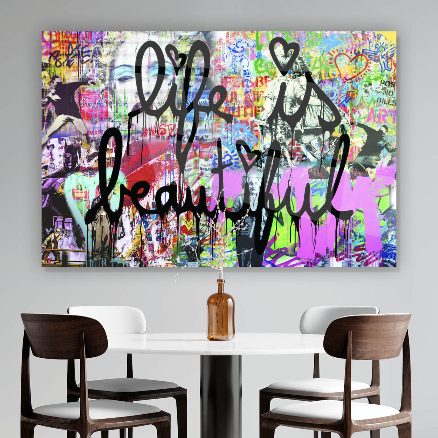 Acrylglasbild Banksy life is beautiful graffity Querformat