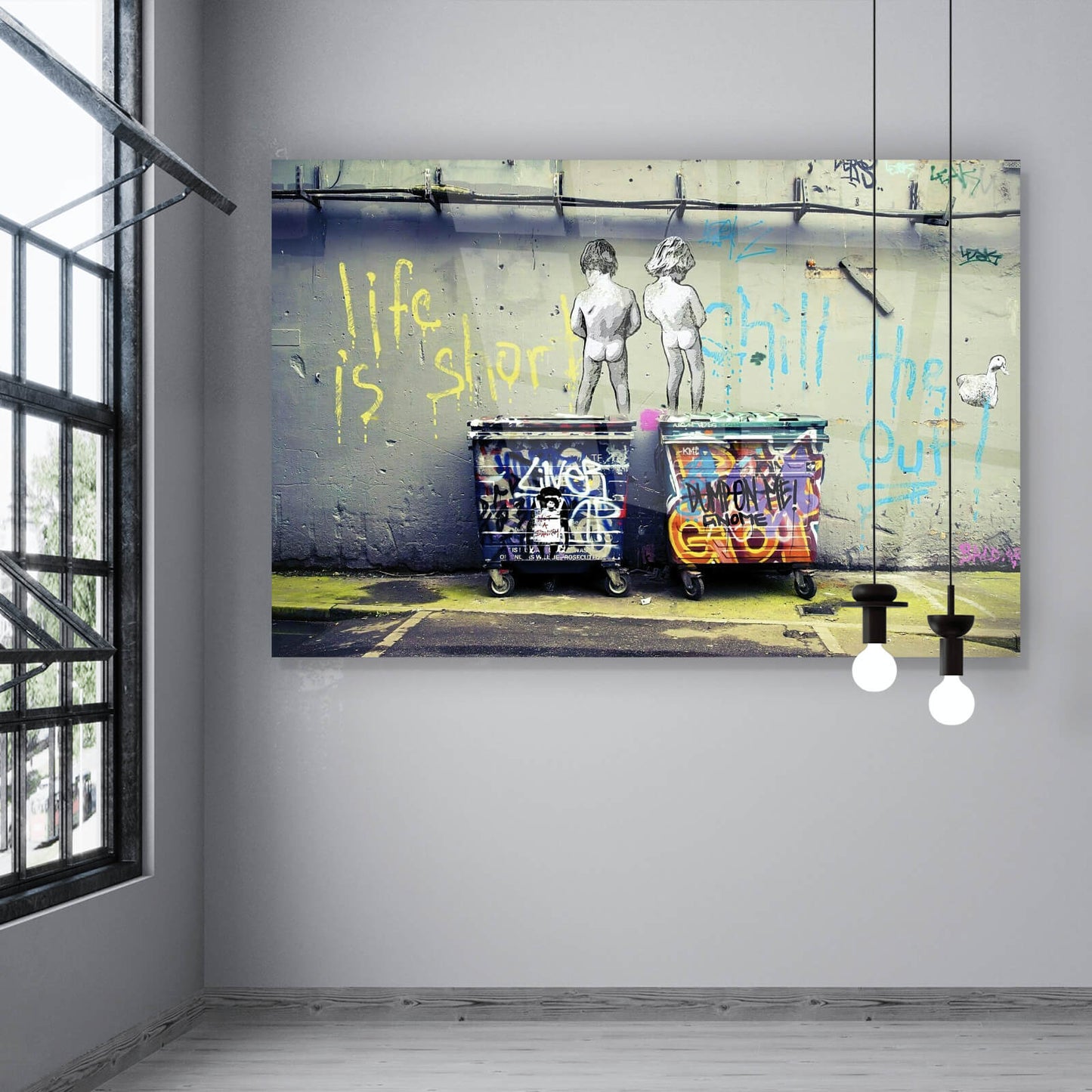 Acrylglasbild Banksy life is short Querformat