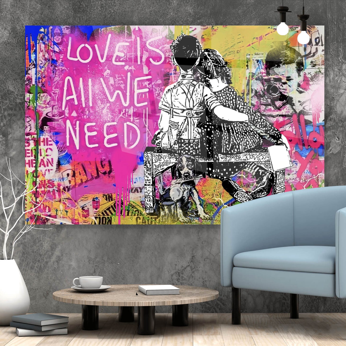 Acrylglasbild Banksy Love ist Querformat