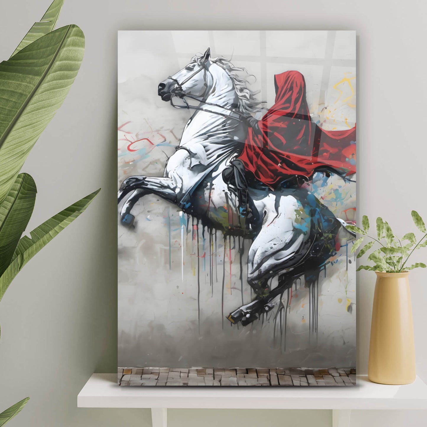 Acrylglasbild Banksy Schimmelreiter Hochformat