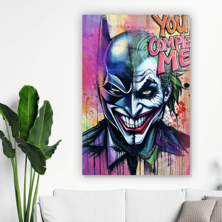 Acrylglasbild Batjok buntes Pop Art Bild Hochformat