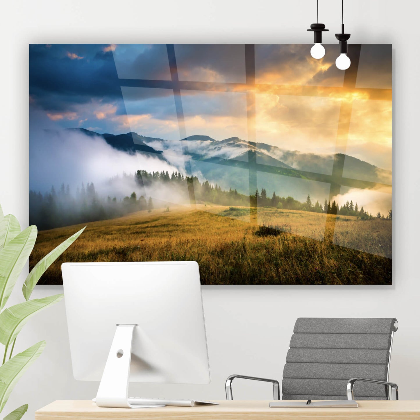 Acrylglasbild Berge in Wolken Querformat