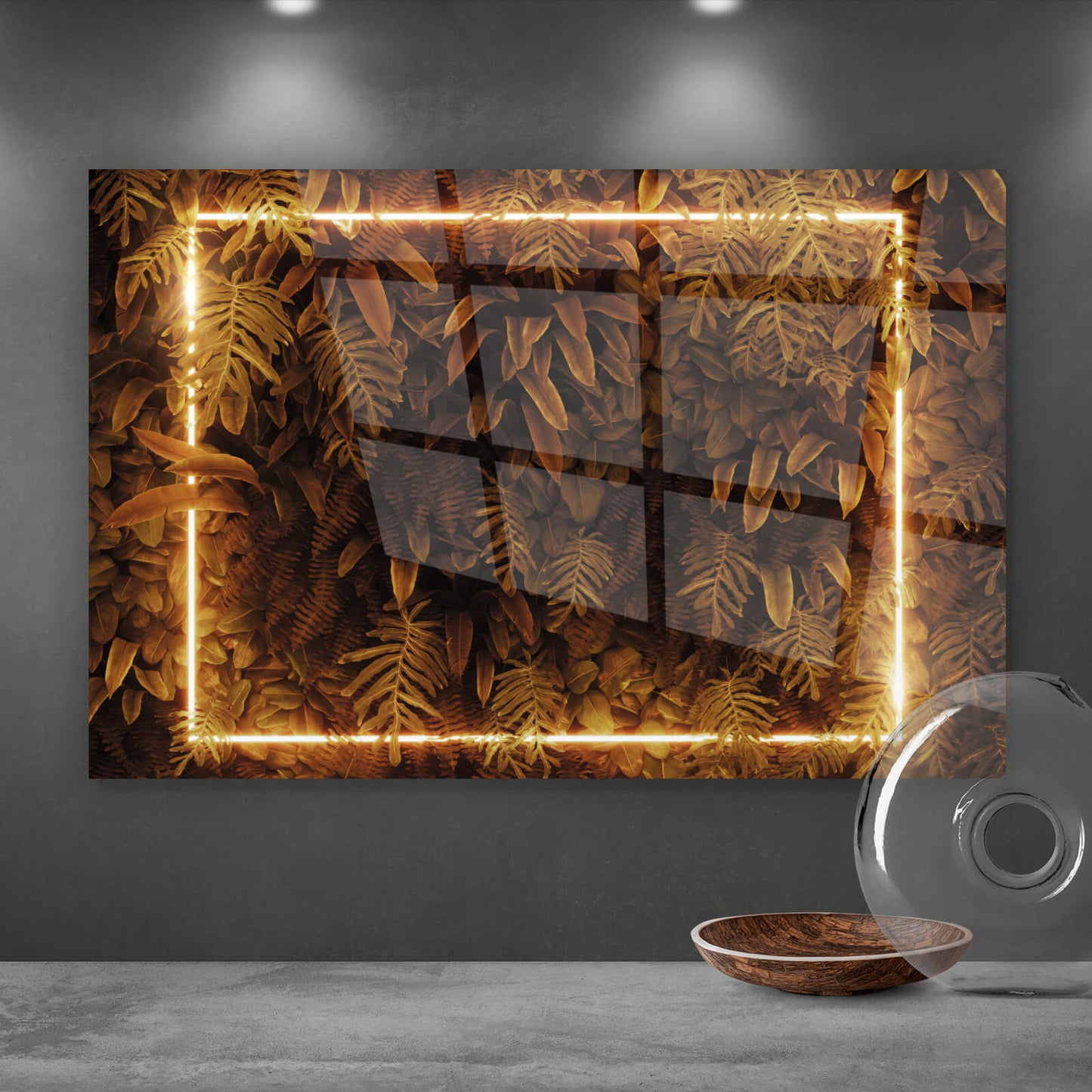 Acrylglasbild Blätter im Dschungel Neon Querformat