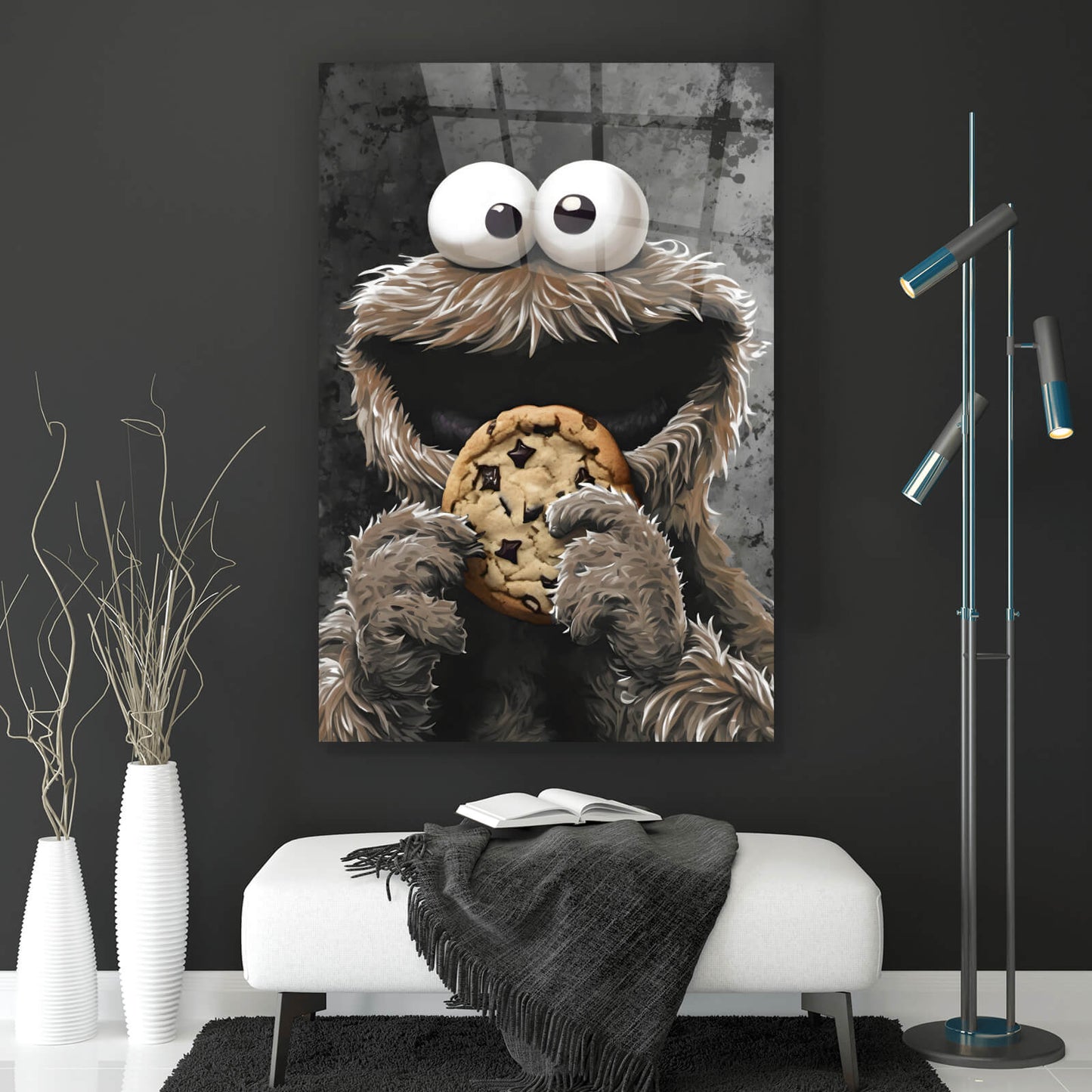 Acrylglasbild Braunes Keksmonster Hochformat