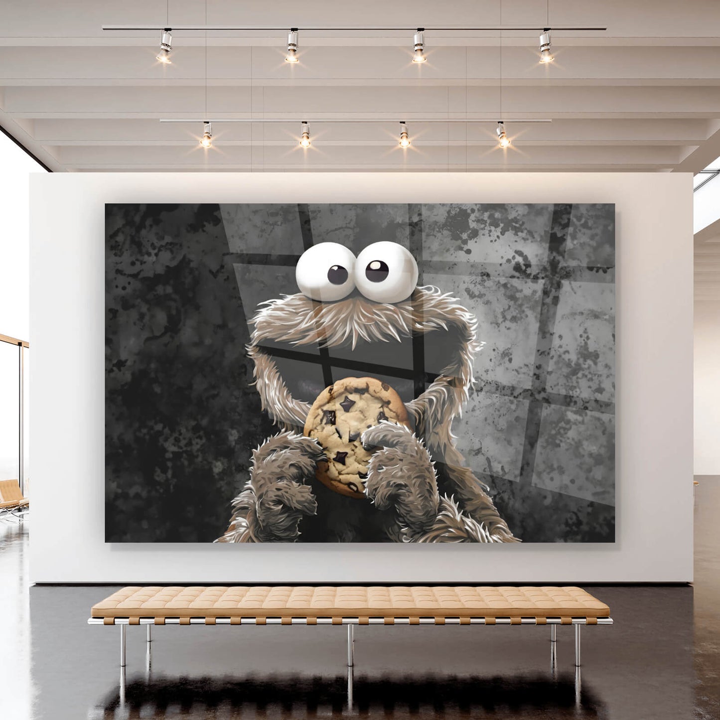 Acrylglasbild Braunes Keksmonster Querformat