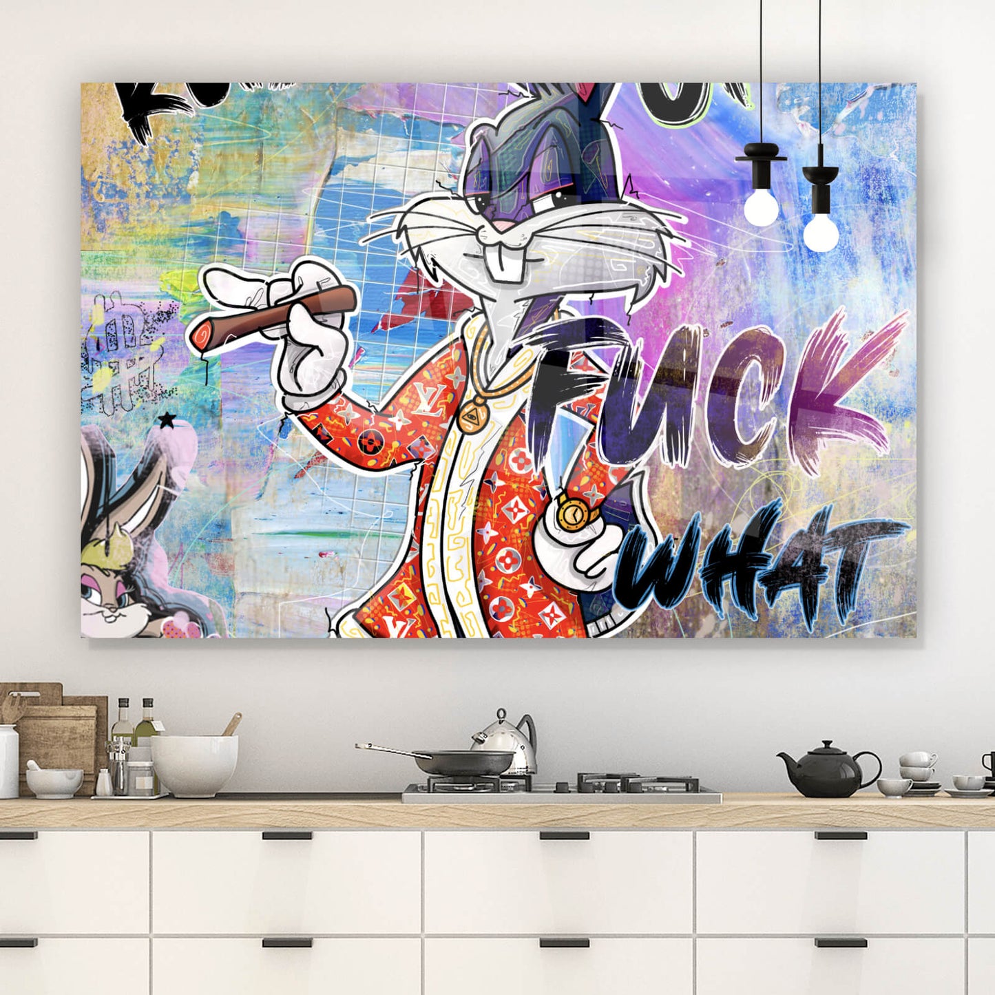 Acrylglasbild Bugs cooler Hase Pop Art Querformat