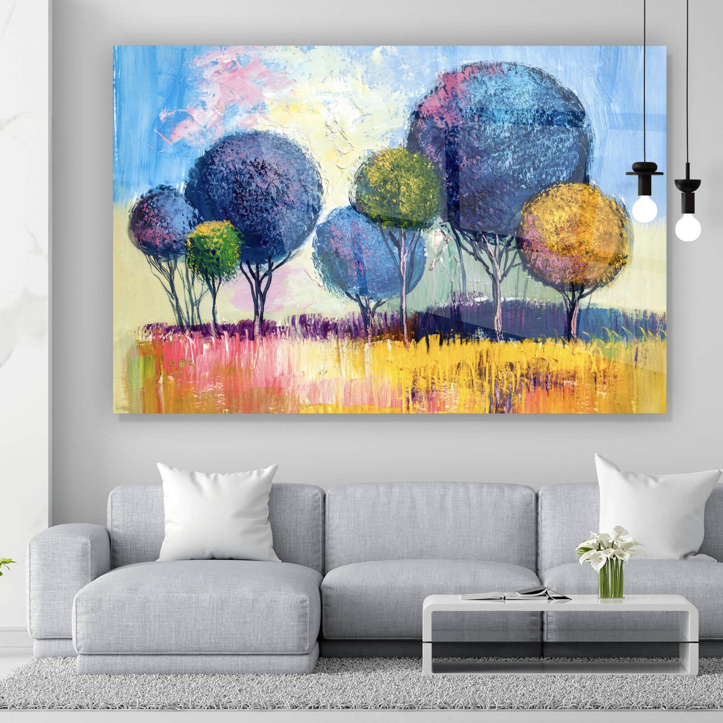 Acrylglasbild bunte Bäume Abstrakt Querformat