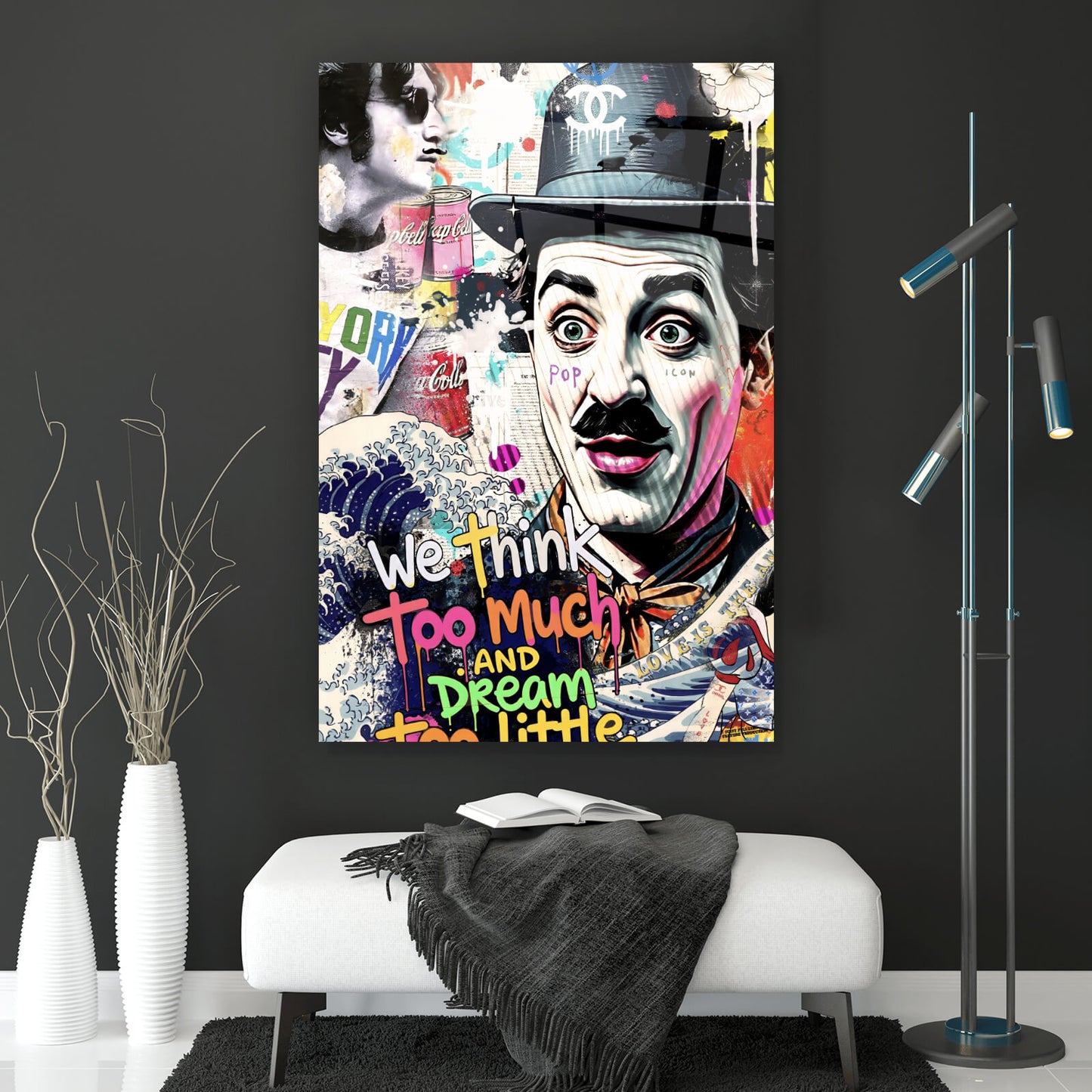 Acrylglasbild Bunte Illustration mit Comic Figuren Hochformat