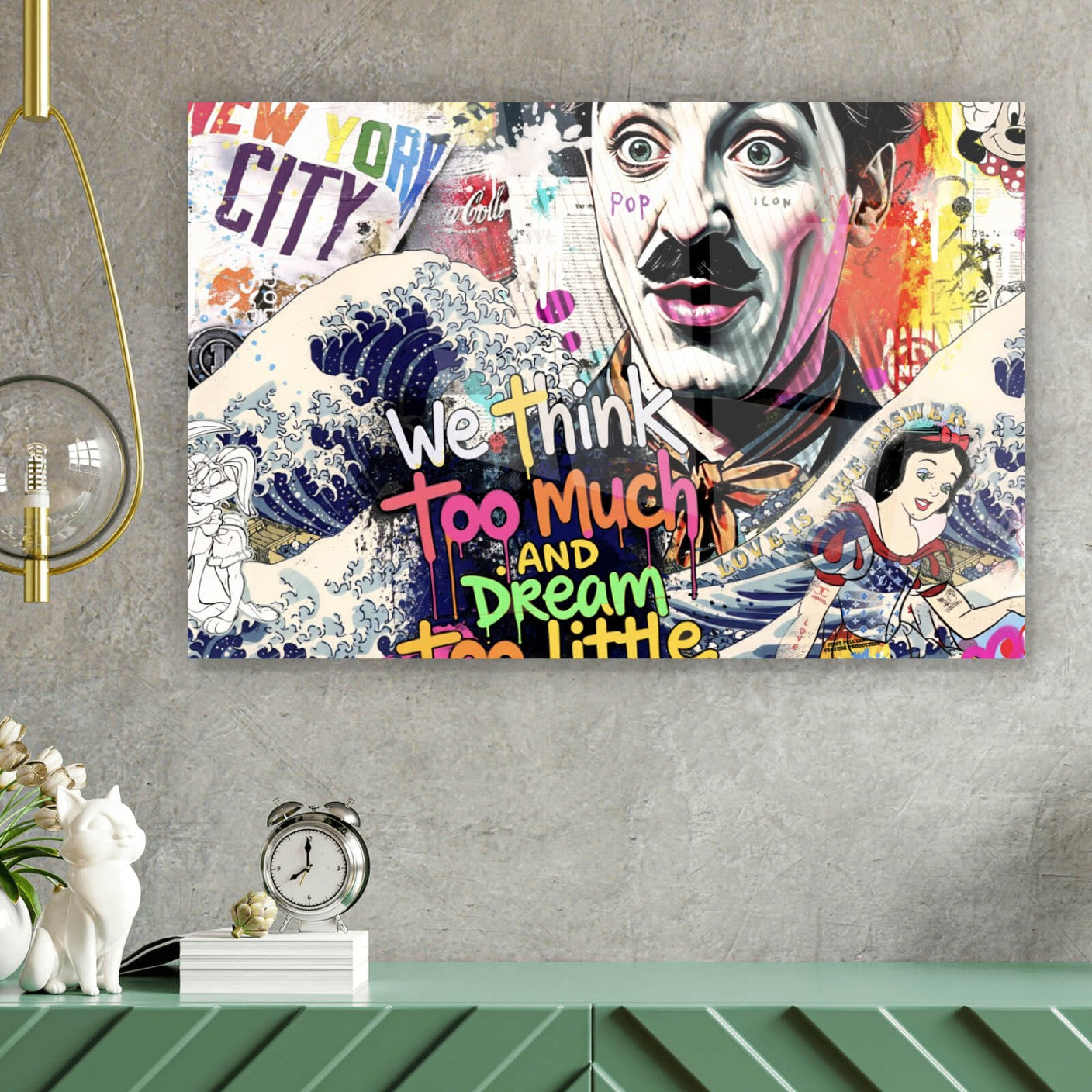 Acrylglasbild Bunte Illustration mit Comic Figuren Querformat