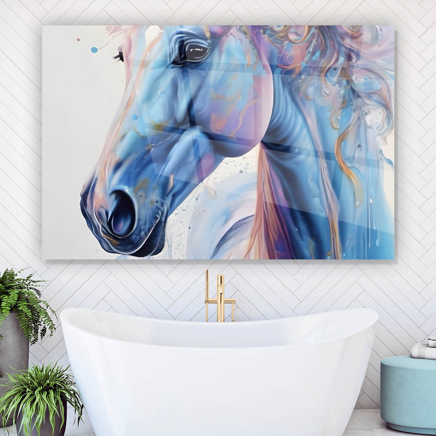 Acrylglasbild Buntes Fantasie Pferd Querformat