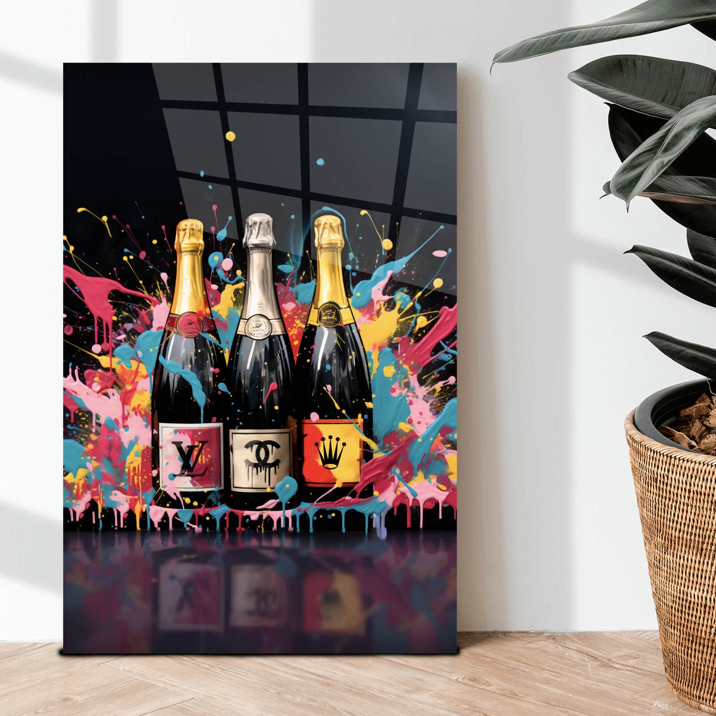 Acrylglasbild Champagner Flaschen Nobel Hochformat