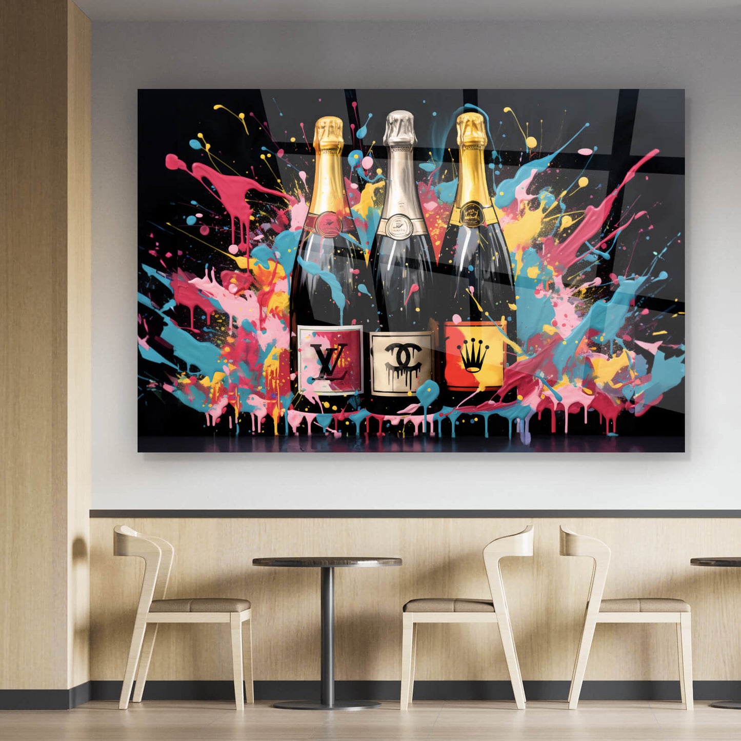 Acrylglasbild Champagner Flaschen Nobel Querformat