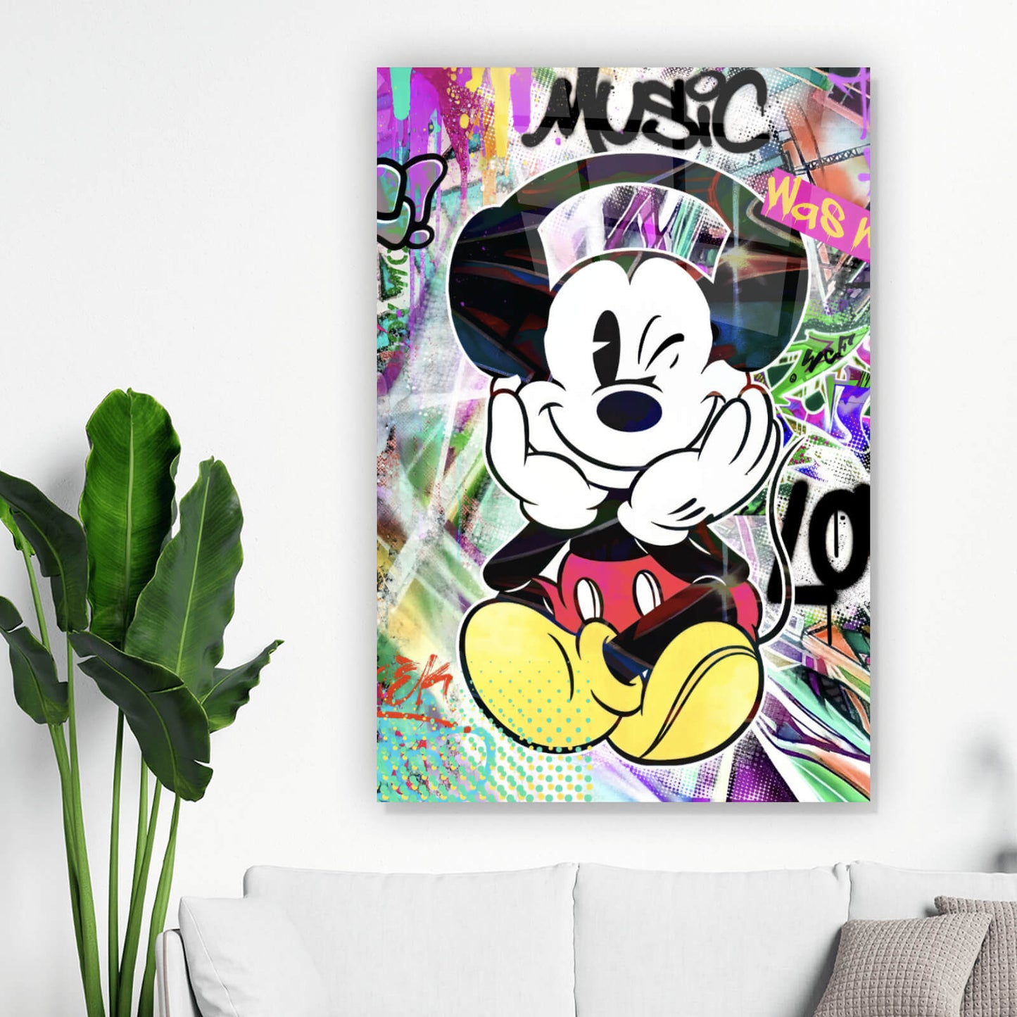 Acrylglasbild Comic Mäuse mit Kopfhörer Pop Art Hochformat