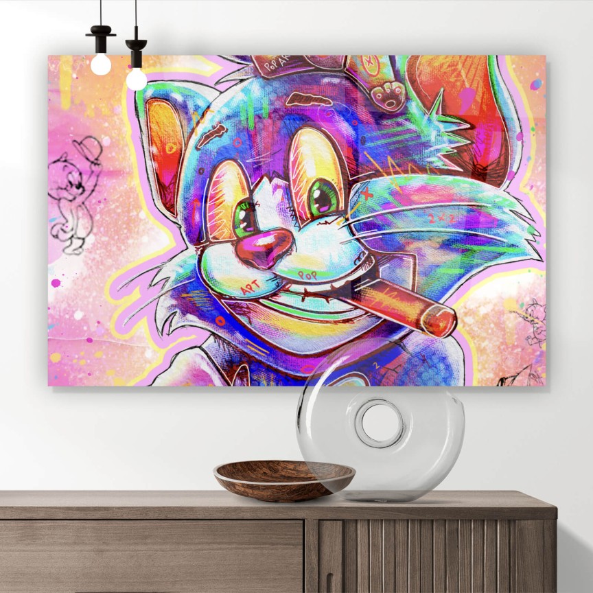 Acrylglasbild Comic TJ Gangster Pop Art Querformat