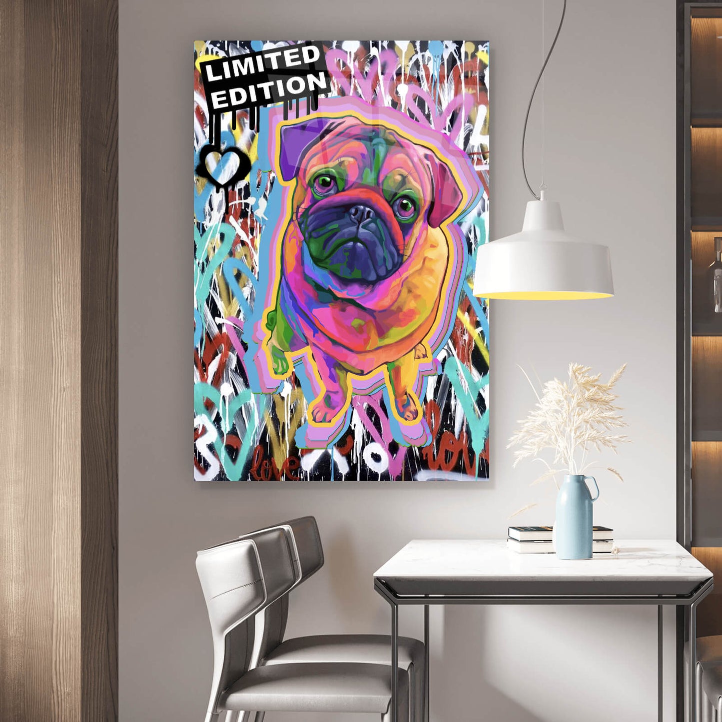 Acrylglasbild Dogge Pop Art Hochformat