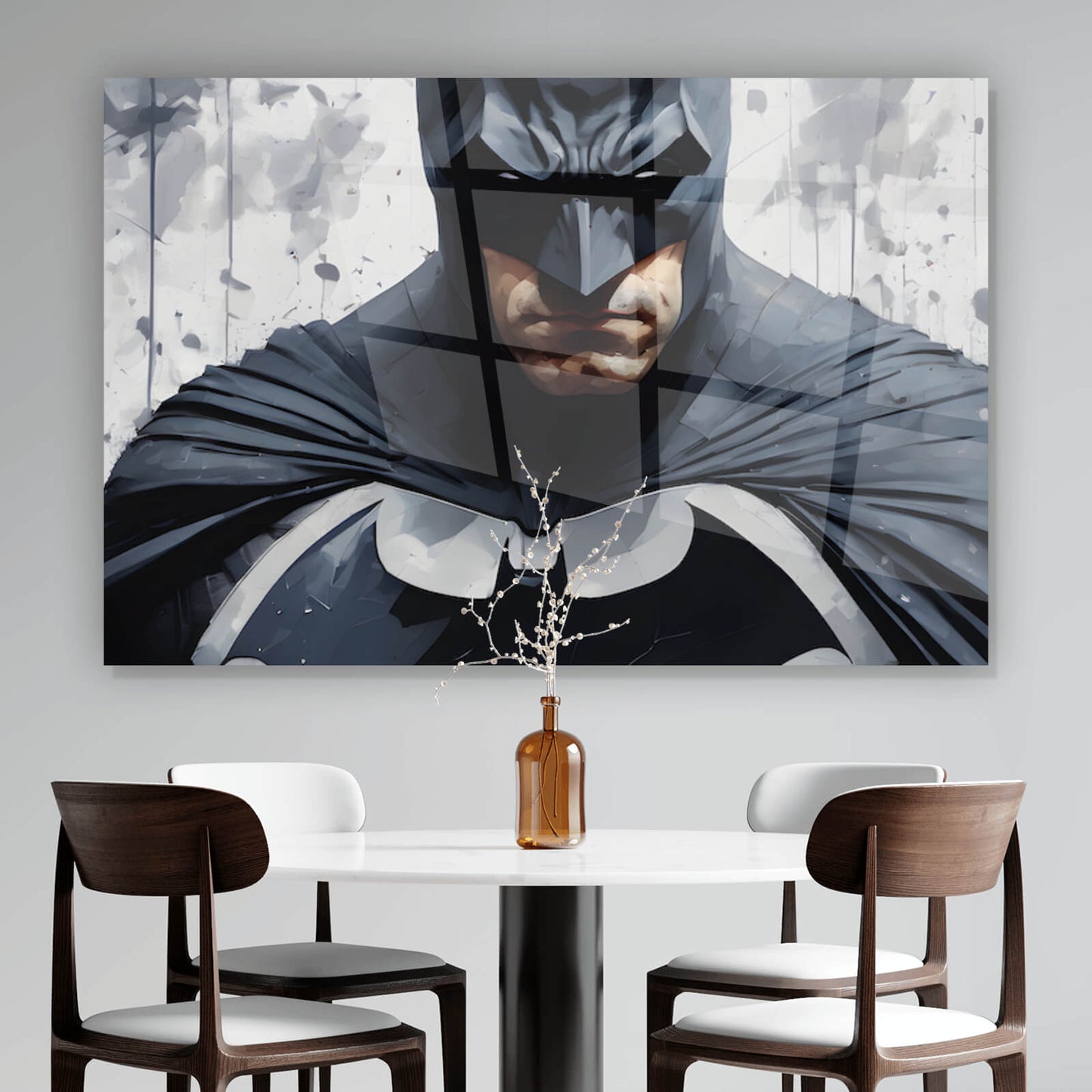 Acrylglasbild Dunkler Superheld Querformat