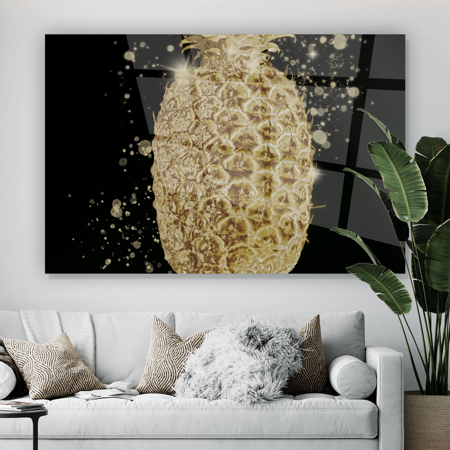 Acrylglasbild Edle goldene Ananas Querformat