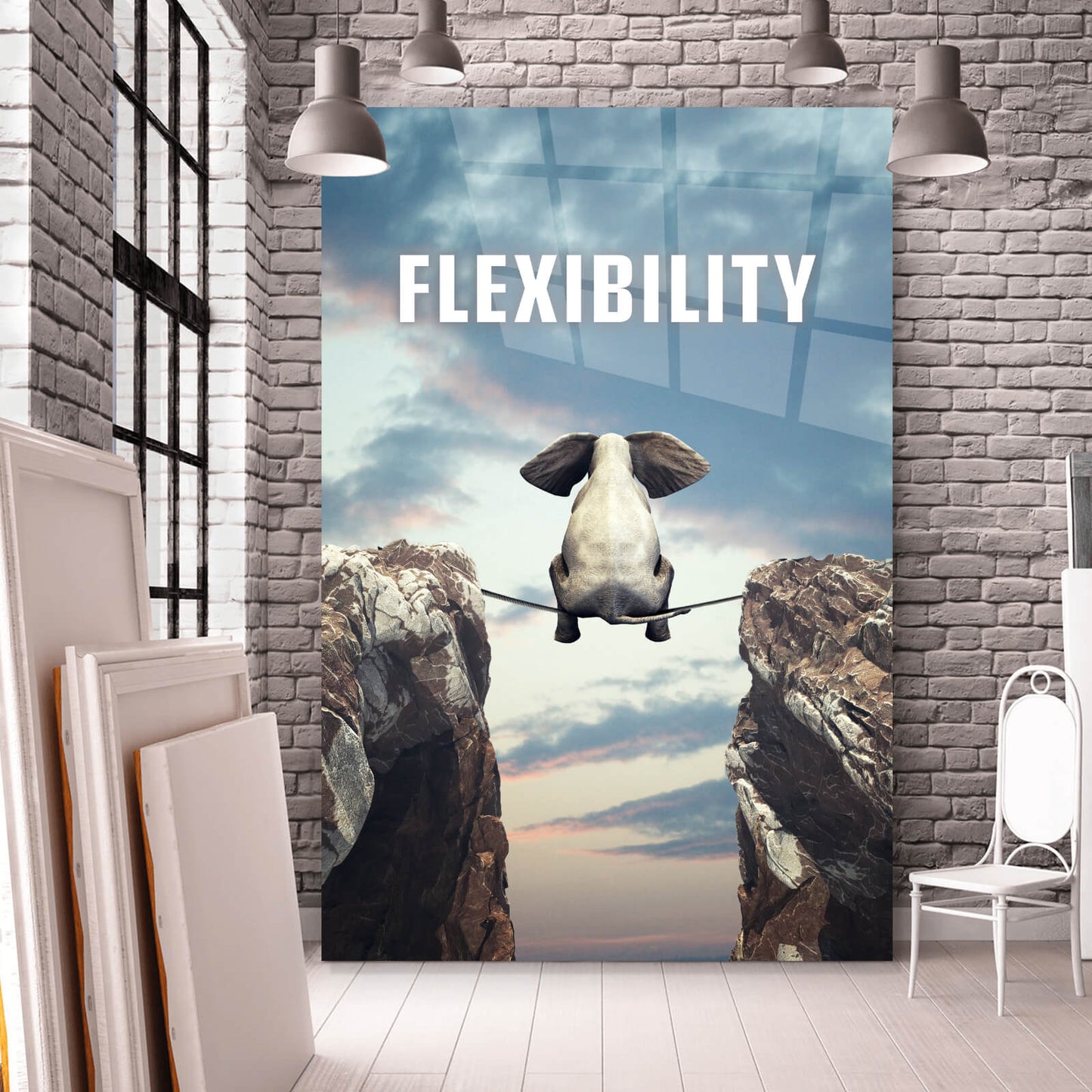 Acrylglasbild Elefant Flexibility Hochformat