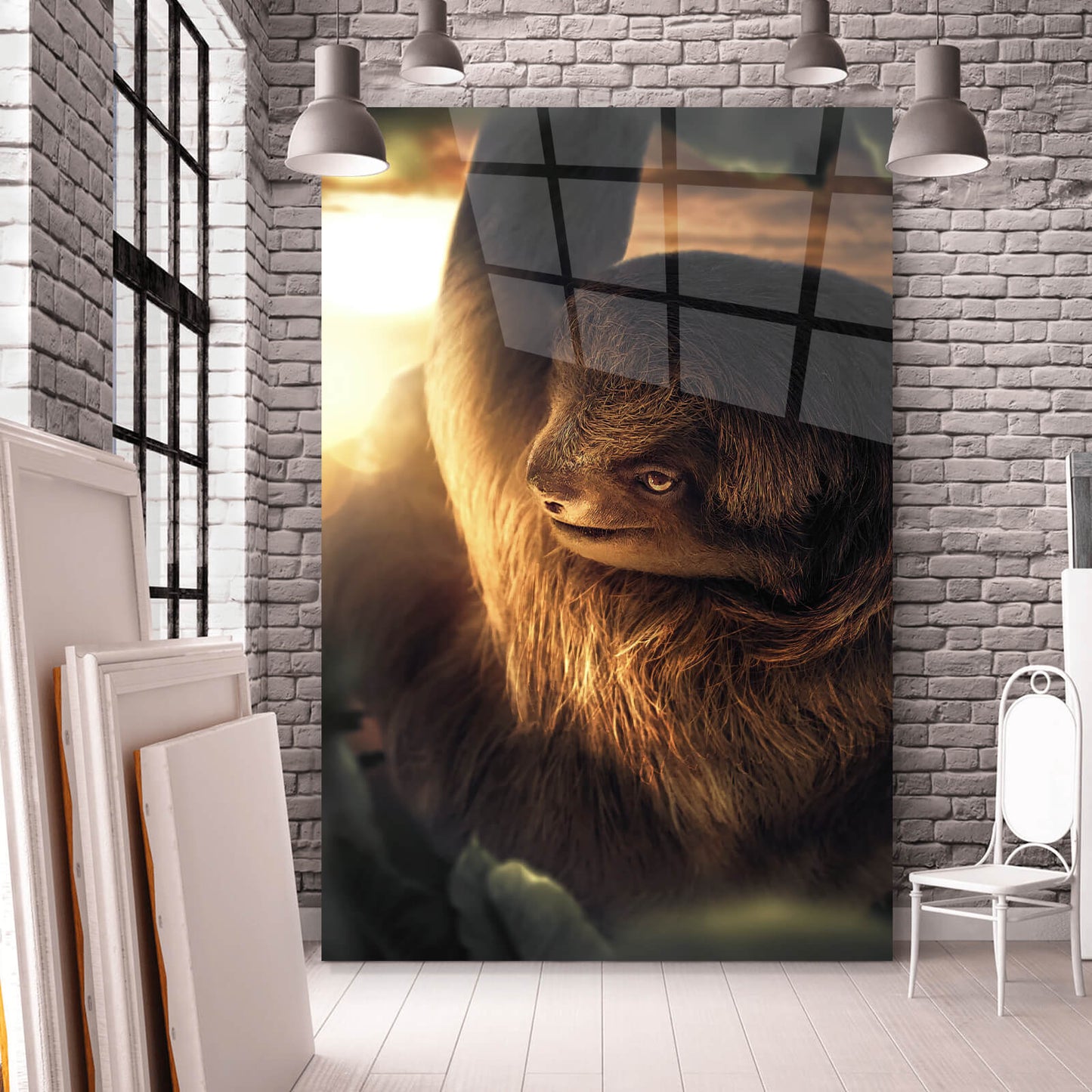 Acrylglasbild Faultier Digital Art Hochformat