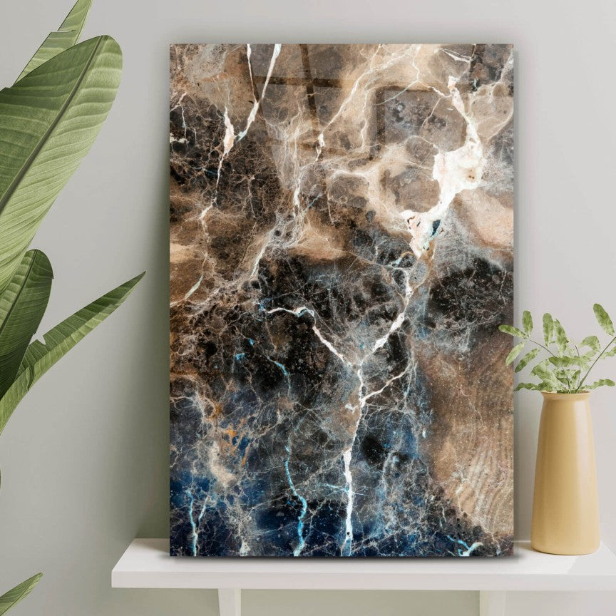 Acrylglasbild Fluid Art Brauner Marmor Hochformat