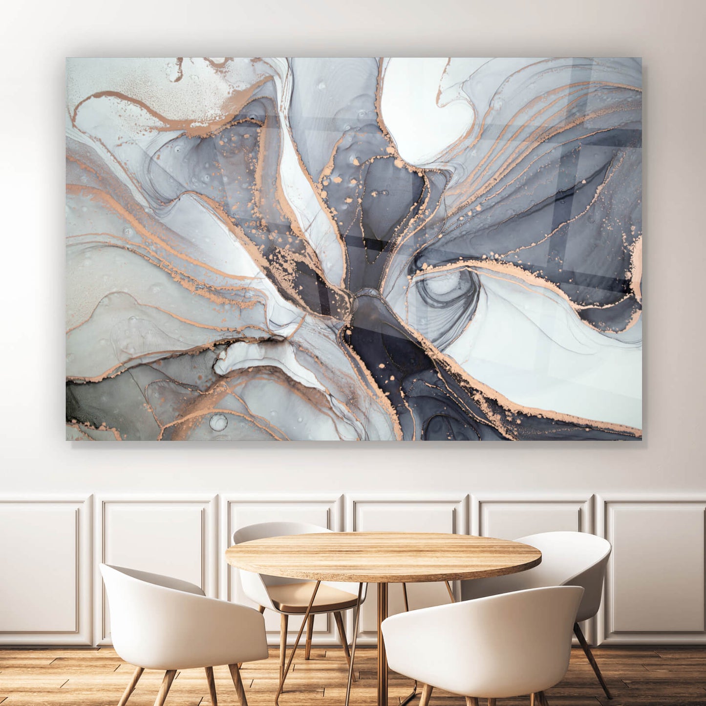 Acrylglasbild Fluid Art Bronze Querformat