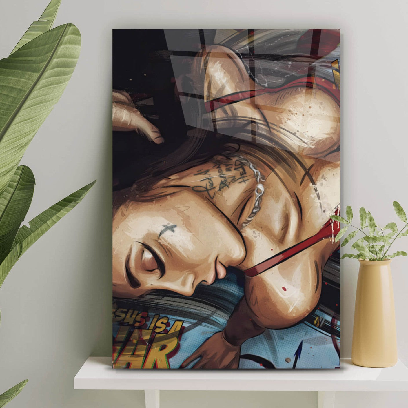 Acrylglasbild Frau in lasziver Pose Hochformat