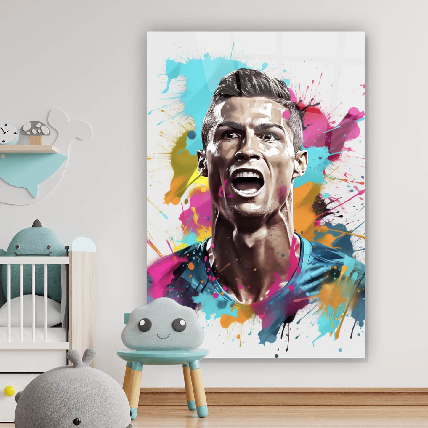 Acrylglasbild Fußballer Christiano Hochformat