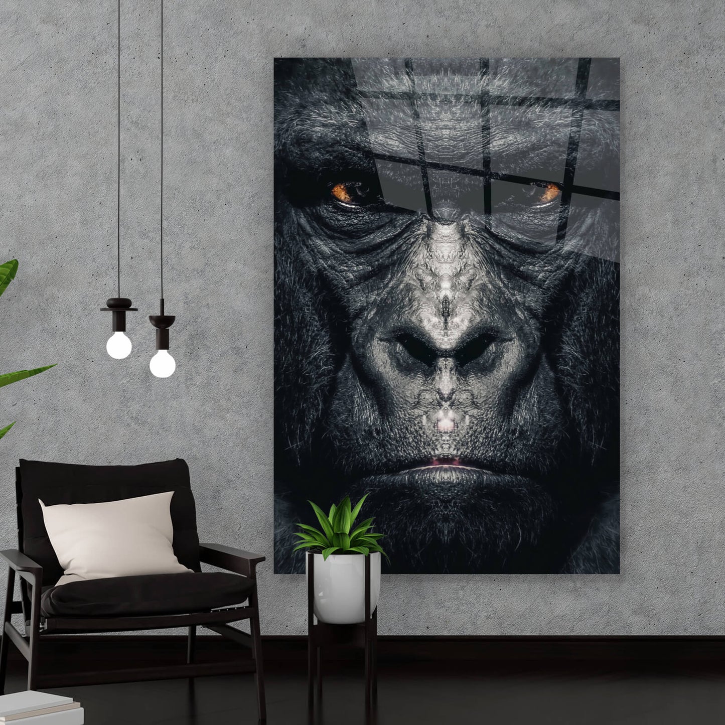 Acrylglasbild Gorilla Gesicht Digital Art Hochformat