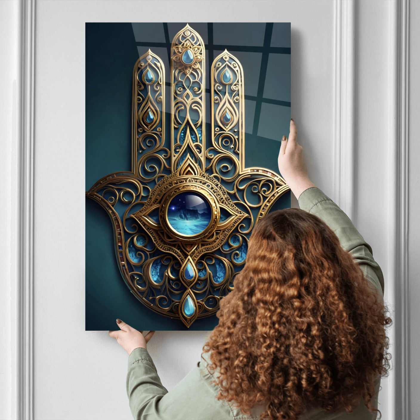 Acrylglasbild Hamsa Hand Hochformat