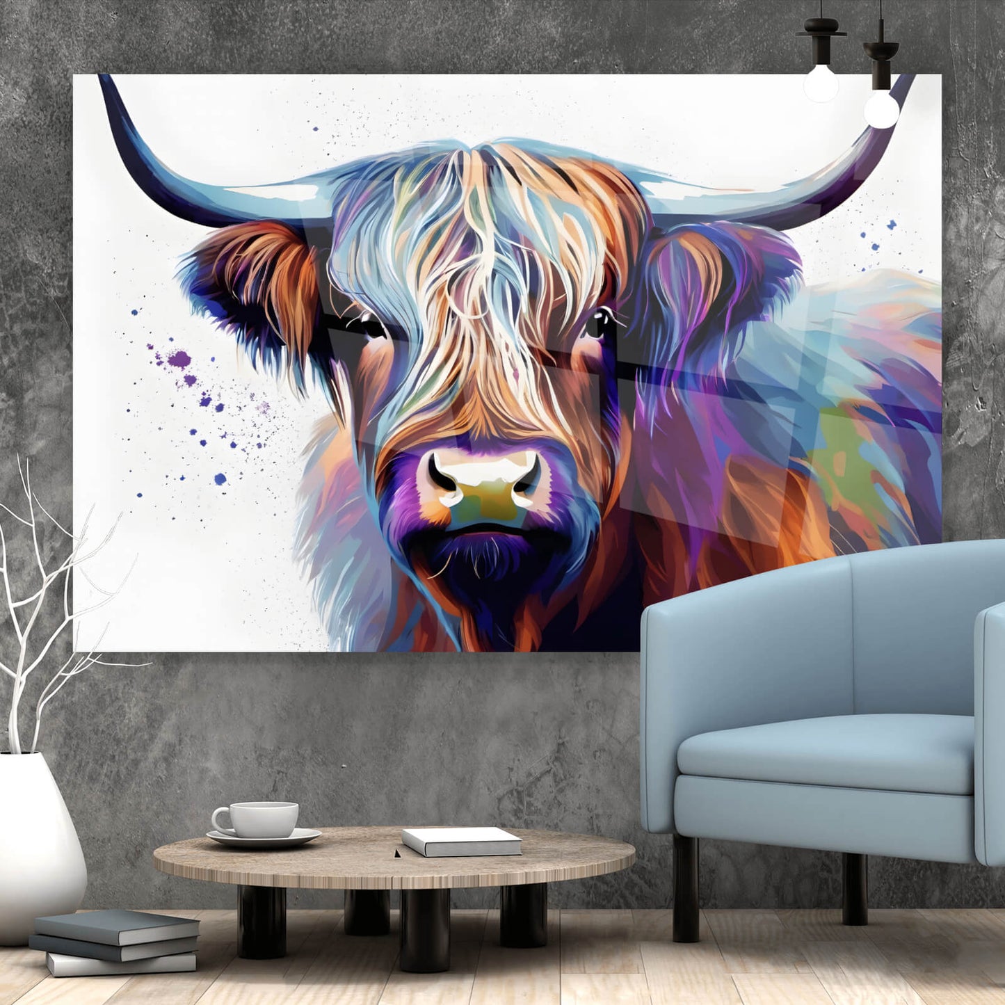 Acrylglasbild Highland Rind Modern Art Querformat
