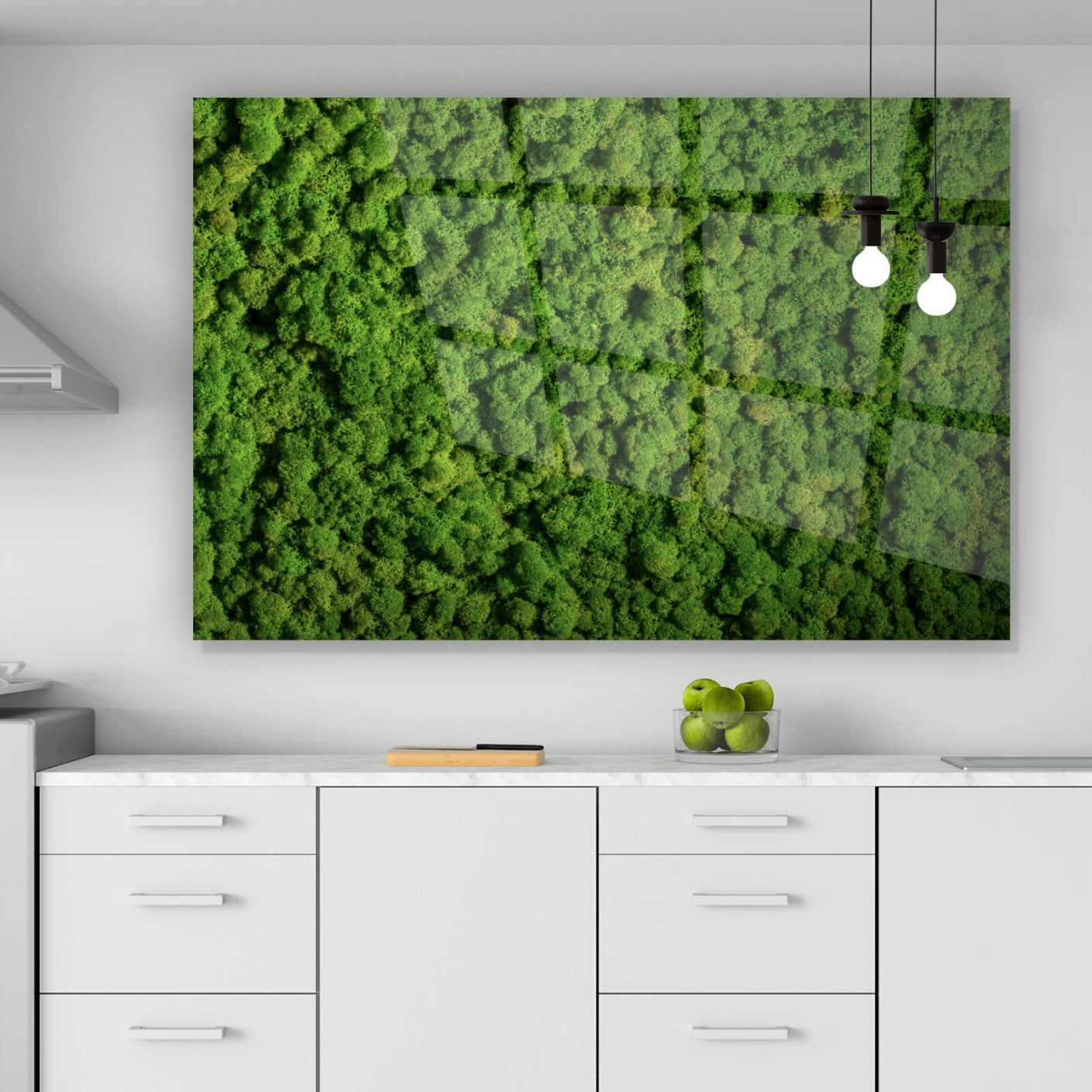 Acrylglasbild Kugelmoos in sattem Grün Querformat