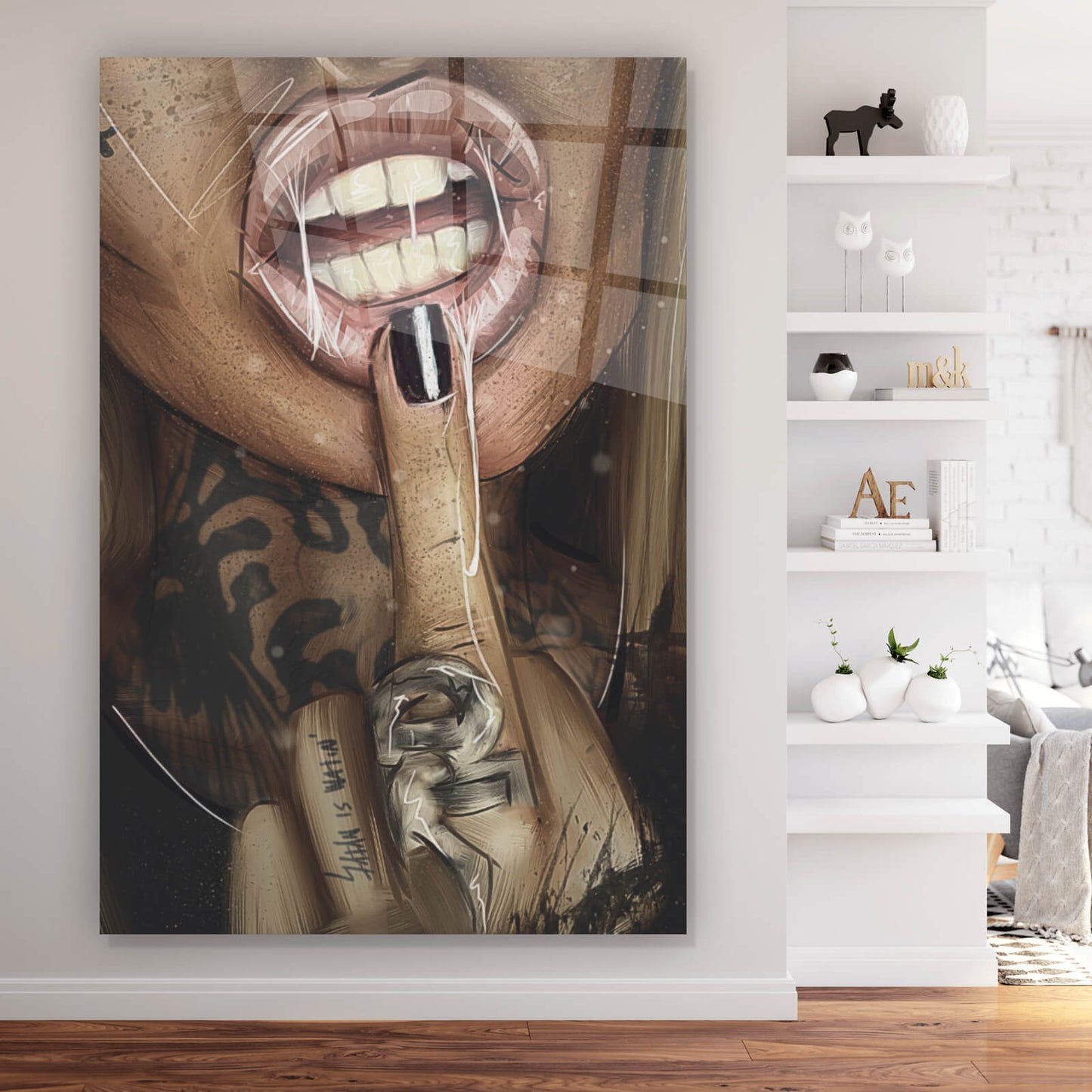 Acrylglasbild Sexy Girl mit Tattoos Hochformat