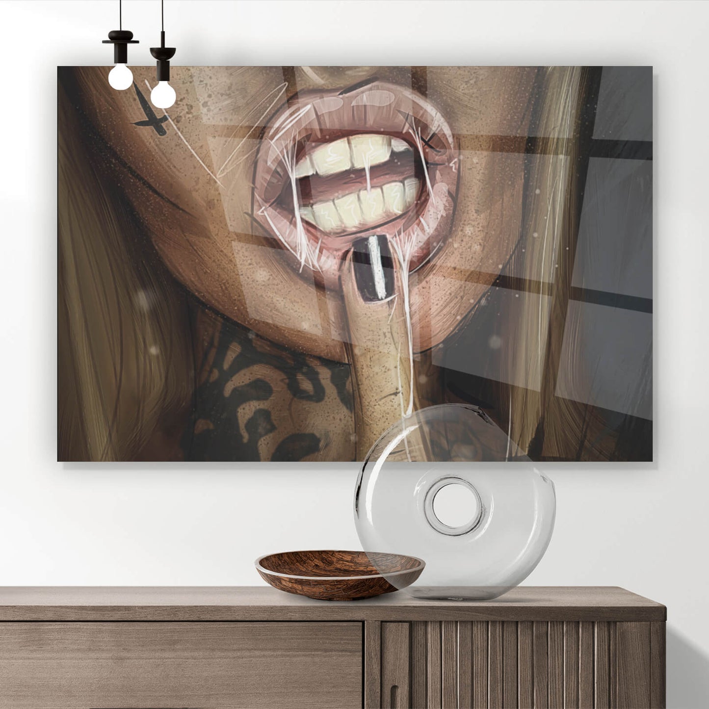 Acrylglasbild Sexy Girl mit Tattoos Querformat