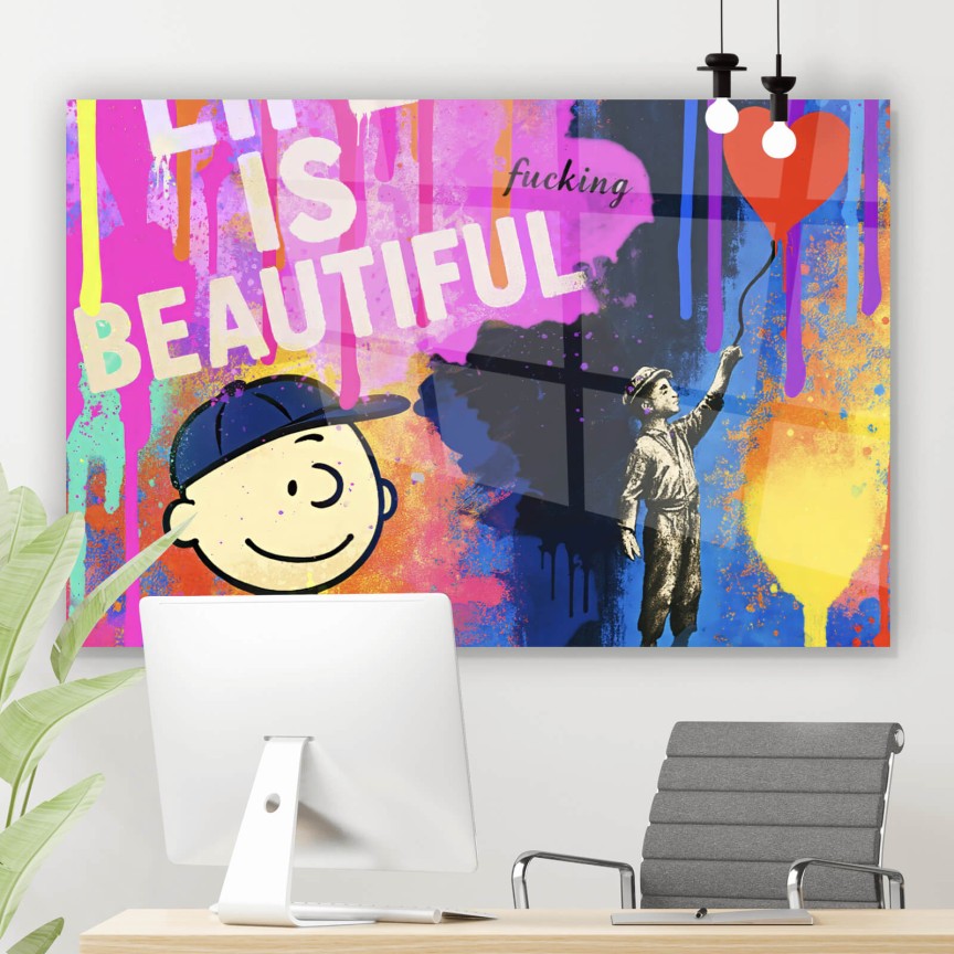 Acrylglasbild Life is beautiful Comic Querformat