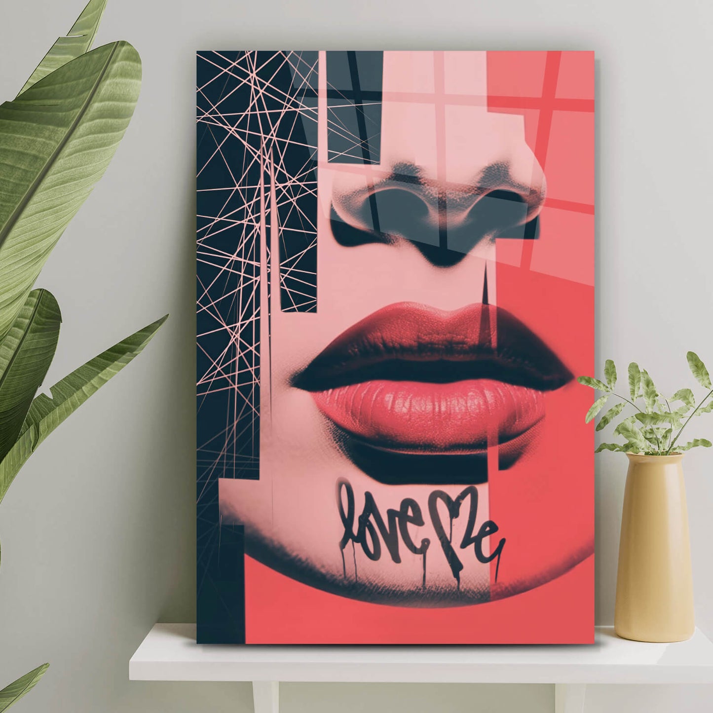 Acrylglasbild Lippen "Love me" Hochformat